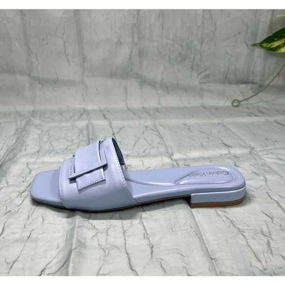 Calvin Klein Women's Tangelo Slip On Dress Flat Sandals - Light Blue 6M - Picture 2 of 6